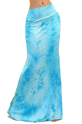 Vivicastle Women's Usa Colorful Printed Fold Over Waist Long Maxi Skirt (Large, B11, Multi) #TOP18