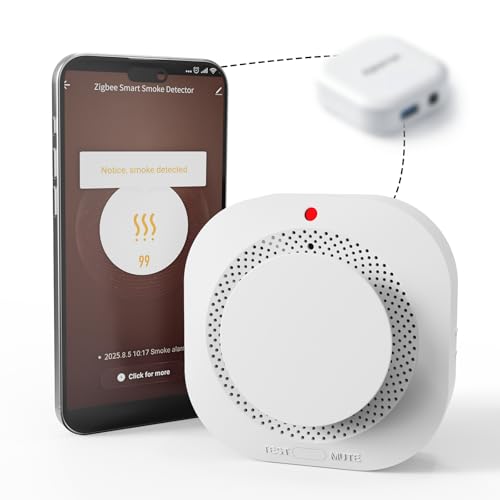 WARROXIDE ZIGBEE Smoke Detectors for Home,Photoelectric Fire Alarms Battery Powered,Portable Smoke Alarm with Test/Mute Button(ONLY Work with TUYA Gateway,1 PCS(NOT Included Battery)