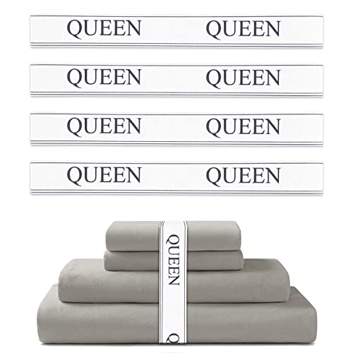 Bed Sheet Organizer Bands - Sheet Keepers & Elastic Storage for Linen Closet - Queen 4 Pack