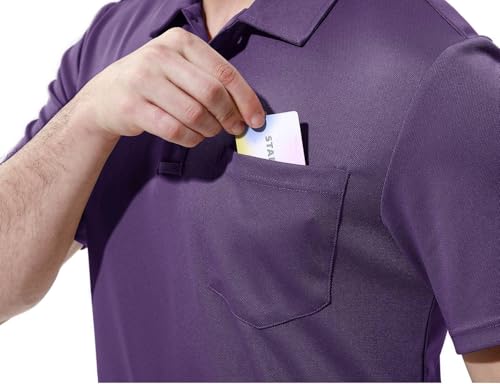 Image of Rdruko Men's Polo Shirts Short Sleeve Quick Dry Outdoor Golf Sports Shirts with Pocket
