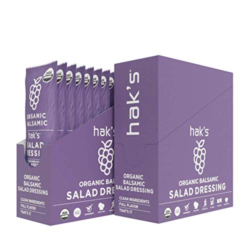 Hak s Organic Salad Dressing (Balsamic) - Portable Salad Dressing Single Serve Packets - Perfectly Portioned, Organic Ingredients, Easy to Take On The Go (48 Pack)