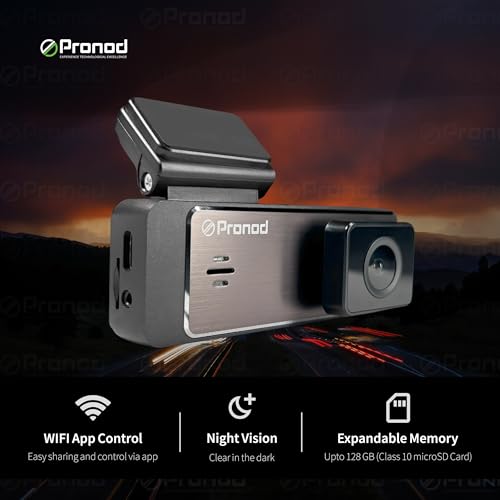 Image of PRONOD F1K 1080P Dash Cam |1.5 inch FHD Display| WiFi App Control | GPS Tracking | Night Vision | Loop Recording | G-Sensor | Type-C & USB | Expandable 1TB Memory | Easy Setup