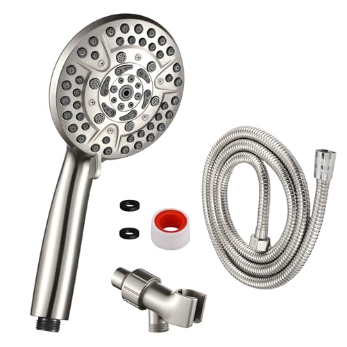 Iopsk 10 Spray Shower Head with Handheld,High Pressure shower heads with Handheld Spray Combo,Hand Held Shower Head with 60 Inch Long Hose (Brushed Nickel) — view 6