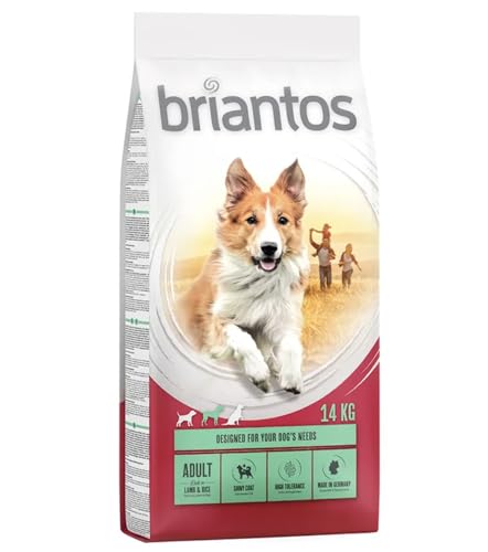 Briantos Trockenfutter für ausgewachsene Hunde, Lamm und Reis + Trixie Fusselrolle mit Bürste, 14 kg