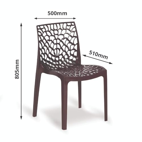 Image of activa Web Designer Plastic Chair for Home, Office and Restaurant and Cafe|Armless Chair for Dining Room| Heavy Duty Outdoor Plastic Chair | Designer Balcony Chair (Brown, Set of 2)