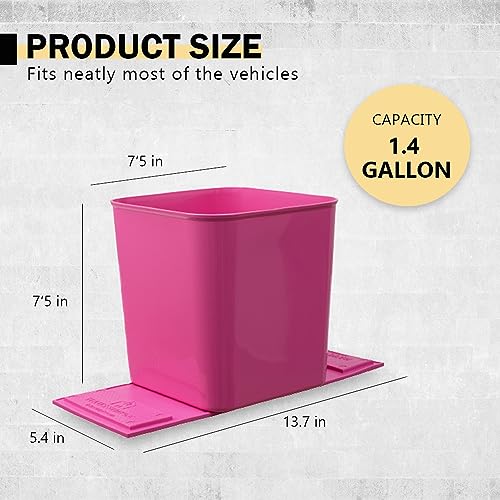 Image of Car Trash Can 1.4 Gallon with Stability Flap & Magic Strips - No-Tip Leakproof Car Garbage Bin for Car Floor, Mats, Front or Back Seat, SUV, Truck, Van, Vehicle Interior Organizer (Pink)