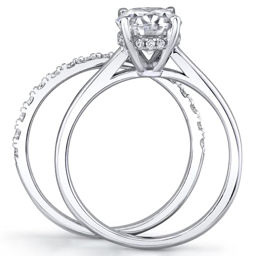 2.5 Carat Oval Moissanite Bridal Set Engagement Wedding Ring 18K White Gold Over Silver 9MM4