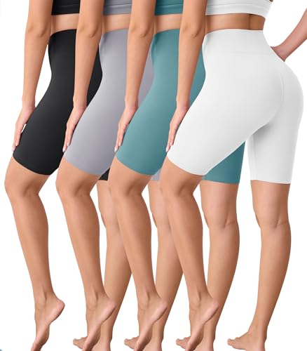 BAYDI Creamlush 4er Pack Radlerhose Damen - 20 cm Bequeme Kurze Sporthose...