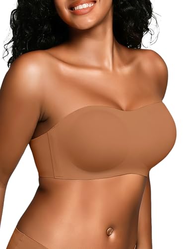 Image of Strapless Bras for Women - S-2XL Wireless Seamless Bandeau, Soft Padded Bralette, Comfortable Tube Top Bra (A-D Cup)