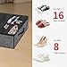 Onlyeasy Sturdy Under Bed Shoe Storage Organizer with Handles and Clear Window Fit 16 to 32 Pairs, Premium Foldable Shoes Container Box for Closet, 37.7x 23.6x 5.9 inch, Cotton-like Black, MXBUBS16P2