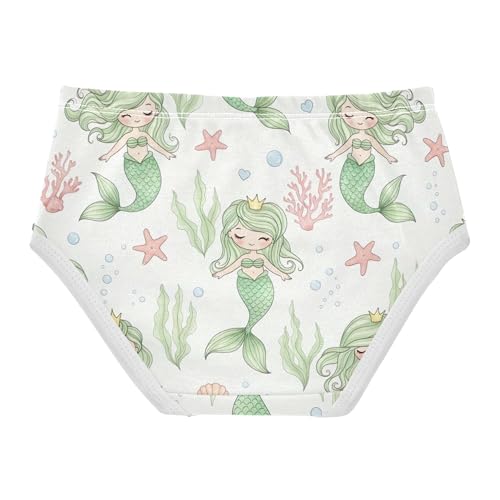 Toddlers Underwear Floral Cotton Girl Panties Cute Briefs Kids Undies Cute Cartoon Mermaids Colorful Hair Size 82