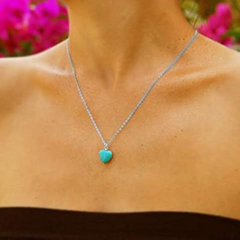 TseenYi Collar de Turquesa Bohemio con Colgante de Corazón Cover