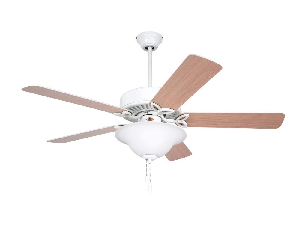 Luminance Pro Series LED Ceiling Fan with Pull Chain | 50 Inch Fixture with Dual Mount for Flush or Downrod Hanging | Reversible Blades with Light Bulbs Included, 50-Inch, Appliance White