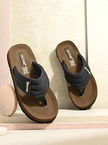 Image of Cushioned Flip Flops for Men | Padded Fabric Strap Thong Slippers | Lightweight Anti-Slip EVA Sole Everyday Wear Footwear