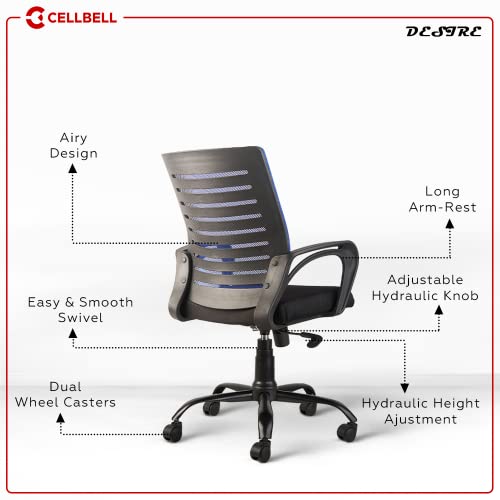 Image of CELLBELL Mid-Back mesh Chair C1046750 Product (Mid-Back, Blue) C104 Medium-Back Mesh Office /Study Chair[Grey]