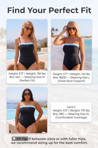 Image of Daci Women Strapless Tankini Tummy Control 2 Piece Bandeau Swimsuit