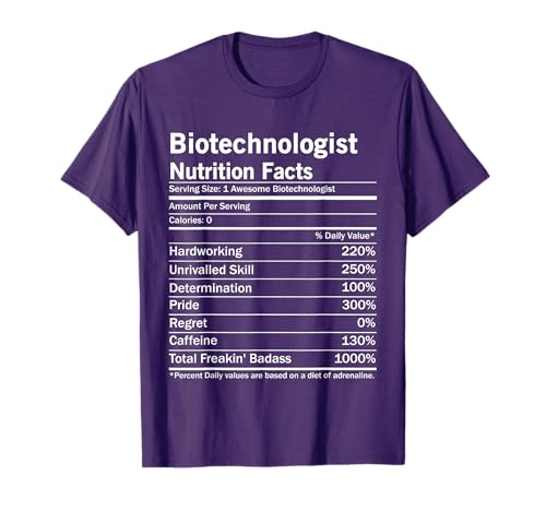 Biotechnologist Nutrition Facts Funny Biotechnology T-Shirt