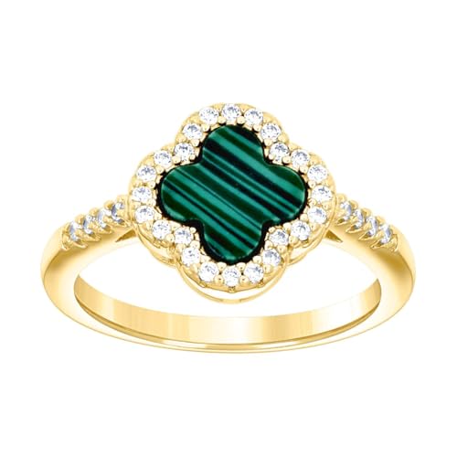 Bague trèfle argent 925 anti-ternissement émail jaune 8