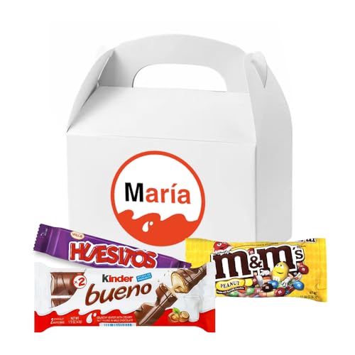 Caja con asa Personalizada con Nombre Chocolate Chocolatinas Regalo Pareja Novio Novia San Valentín Aniversario Amigo Amigo Cumpleaños