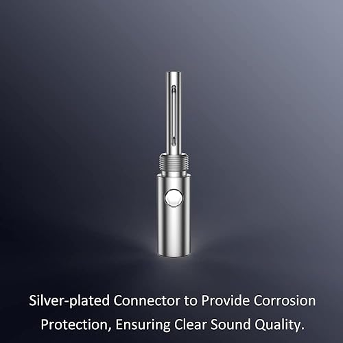 Miniatura 7 de Viborg 8 conectores de plátano chapados en plata, con bloqueo de tornillo de 0.157 in, conectores HiFi para cable de altavoz, placa de pared, cine