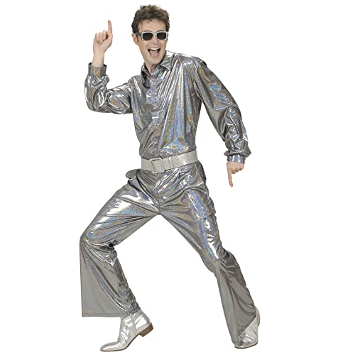 Pantalón holográfico años 70 estilo disco con acabado brillante de hombre 5