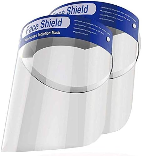 Dearskin 2 Pcs Reusable Face Shield, Plastic Safety Face Shield Adjustable Transparent Full Face Anti-Spitting Protective Mask Hat Protect Eyes and Face Protection (2 Pack)