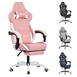 WOTSTA Gaming Chair, Ergonomic Gaming Chair, Computer Chairs with Headrest and Lumbar, Height Adjustable Rotating PC Chairs, Pink White