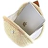 Puedo Women Shell Shape Straw Bag Rattan Woven Beach Handbags Summer Straw Tote Bag (Off white)