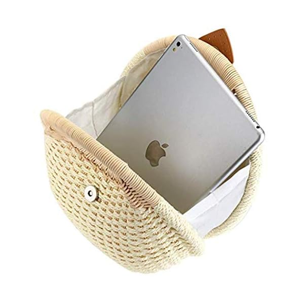 Puedo Women Shell Shape Straw Bag Rattan Woven Beach Handbags Summer Straw Tote Bag (Off white)