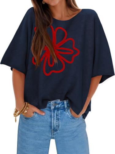 Image of Cicy Bell Womens Oversized Short Sleeve Sweaters Tops Knit Fall Pullovers