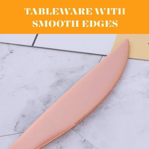 Image of Butter Spreader Knife, Wide Blade Stainless Steel with Comfortable Handle for Multipurpose Kitchen Birthday Christmas, Cheese - Butter Spreader Knives (6 Pcs Dinner knife, Rose Gold)