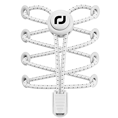 RJ-Sport Elastische Schnürsenkel mit Schnellverschluss - Schnellschnürsystem für Einzigartigen Komfort und Starken Halt (Reflektierendes Weiß)