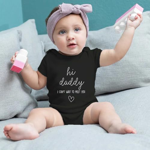 Image of Hi Daddy Bodysuit for Baby Hello Daddy Pregnancy Announcement for Husband I Love Daddys Baby Romper