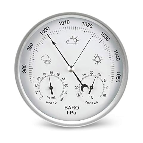 AMTAST Dial Type Barometer with Thermometer Hygrometer Weather Station Barometric Pressure Measures Simplicity & Easy Reading (Metric) Cover