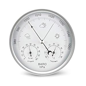AMTAST Dial Type Barometer with Thermometer Hygrometer Weather Station Barometric Pressure Measures Simplicity & Easy…