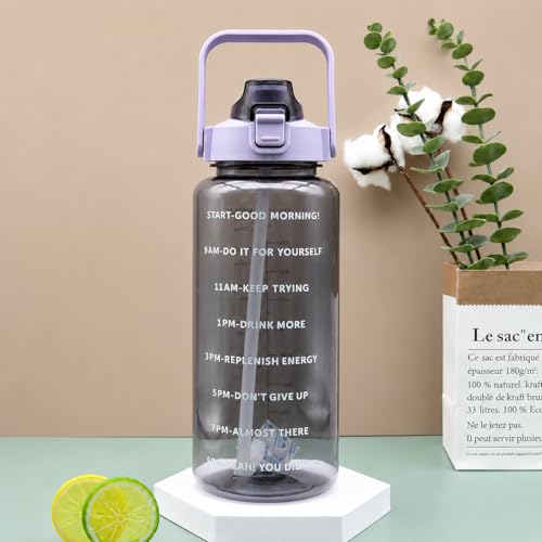 Image of Transparent Water Bottle 2000ML with Motivational Time Marker | Leak Proof&Break-Proof 2 litre water bottle | Best Usage For Office /School /Gym /Travel Water Bottle