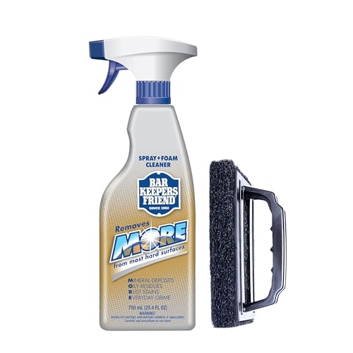 ONE96NINE Daily Shower Spray Kit with 2 Items, Hard Water Spray Foam Cleaner with Glass Stain Remover Scrub Brush. An All In One Shower Cleaner Spray Solution