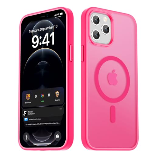 LATVIN for iPhone 11 Pro Case, Magnetic Phone Cover, Compatible with MagSafe, Military Grade Protection, Translucent Matte Frosted Back, Hot Pink