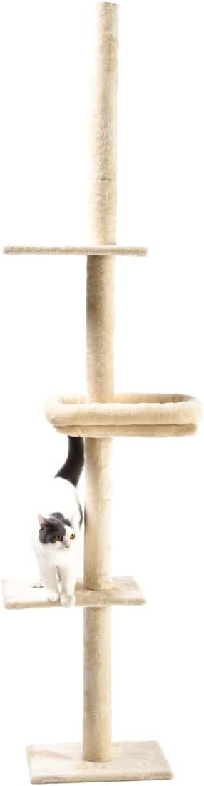 Cat Craft Cat Tree Floor to Ceiling 95-108" Tall Cat Tree Cat Tower Kitten Tree Sisal Scratching Post and Mat Cat Pole for Indoor Cats, Cream, Style B