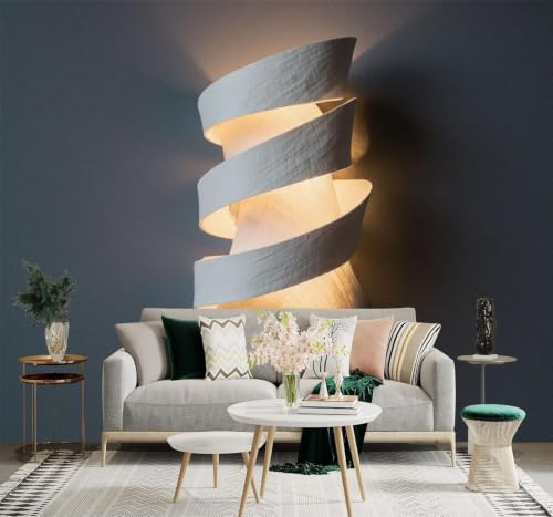 XLMING Tridimensional Creativo Lámpara De Papel En Espiral Luz Cálida Estilo Minimalista 3D Papel Pintado Pared Premium Textura Seda Estudio Comedor Vinilos Dormitorio Sofás TV Cocina-350cm×256cm