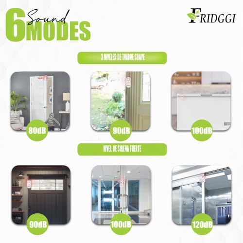 Miniatura 4 de Alarma 3 En 1: Alarma De Puerta Con Retardo Para Congelador, Hogar, Oficina, 0 5 10 30 60 Segundos, 2 5 Minutos, Recordatorio De Puerta Cerrada, 80 A 120 Db, Timbre De Puerta De Retardo De Tiempo