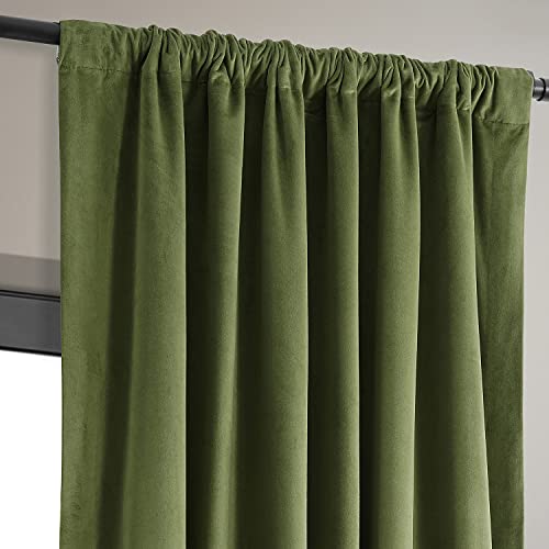 HPD Half Price Drapes Signature Velvet Thermal Blackout Curtains for Living Room 120 Inch Long (1 Panel) Rod Pocket Insulated Blackout Curtains for Bedroom Window Curtains, 50W x 120L, Basque Green