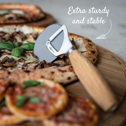 Image of Boska Stainless Steel Pizza Cutter - Oslo Multifunctional Pizza Wheel Cutter - Handheld Food Slicer - Silver Non-Stick Roller - for Kitchen Cooking