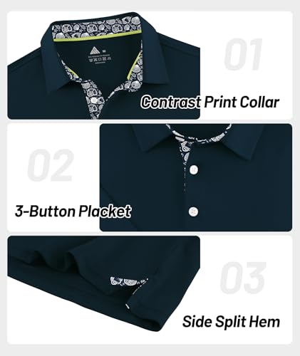 Image of ZITY Golf Shirts for Men Short Sleeve Moisture Wicking Solid Performance Designed Print Collared Casual Polo Shirt