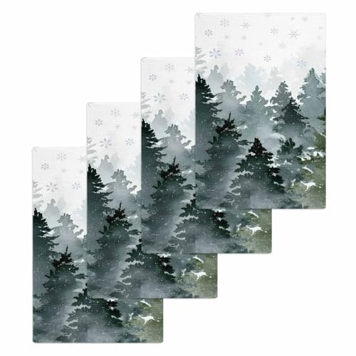 DecorLovee Green Forest Kitchen Towels Set of 4