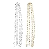SUPVOX Cadena de Eslabones Grandes de Acero Inoxidable 1.6x7x13 Mm, 2 Rollos para Joyería Diy, Accesorios para Collares, Color Acero y Dorado, Cadena Extensora para Manualidades