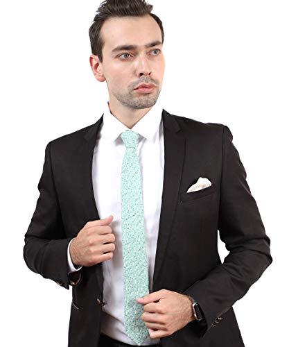Image of JESLANG Men's Cotton Printed Floral Tie 2.56 inch Skinny Narrow Necktie Various Designs