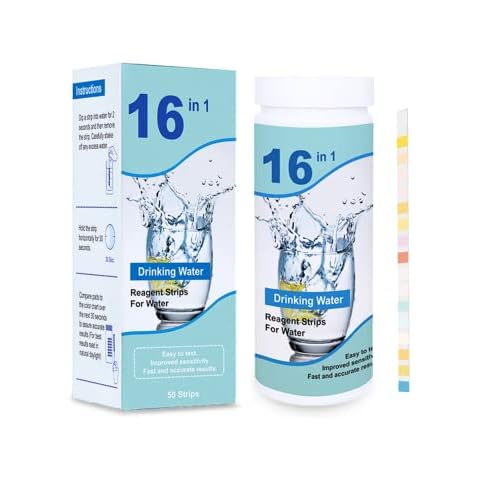 ROUDJER 16 in 1 Spa and Hot Tub pH Test Strips, 50 Strips Swimming Pool & Drinking Water Test Kit for Rapid Test Free Chlorine, Bromine, pH and Total Alkalinity Cover