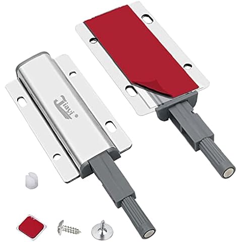 Push to Open Door Catches for Cupboard Jiayi 2 Pack Magnetic Door Push Opener Catch Touch Open Door Latch Magnet Push Catch Pop on Drawer Push Door Catches for Closet Door Closing Wardrobe Closure Cover