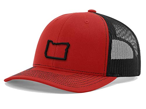 Oregon Team Pride Snapback Richardson Trucker Hat (US, Alpha, One Size, Red/Black-Black Thread)